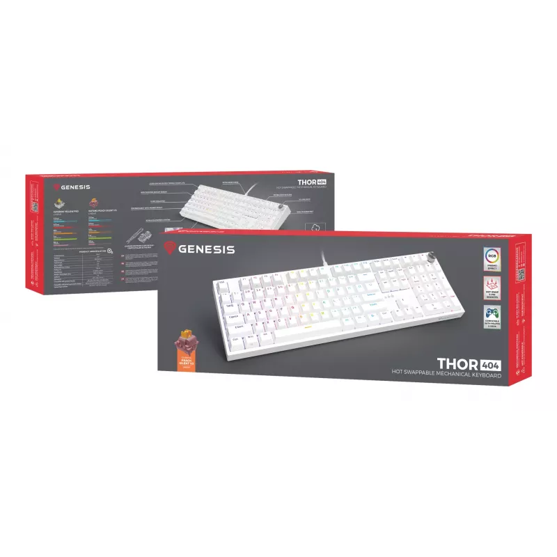 GENESIS NKG-2300 klaviatūra, vadu, USB, mehāniska, QWERTY, balta