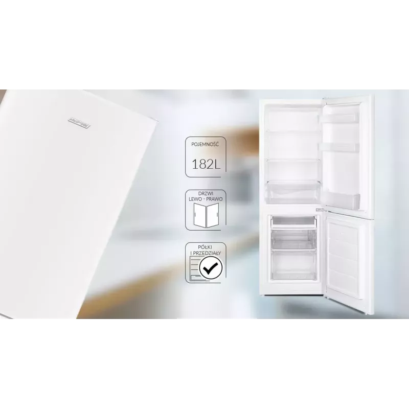 Ledusskapis ar saldētavu MPM MPM-182-KB-38W, brīvstāvošs, 182 L (ledusskapis 121 L / saldētava 52 L), balts, E klase
