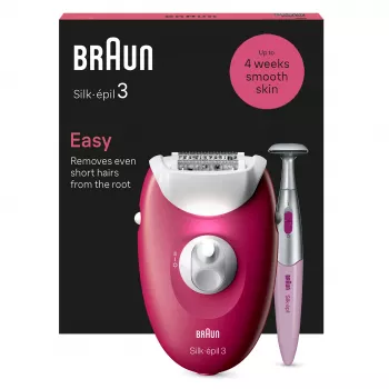 Epilators Braun Silk-épil 3 SE3-202, 20 pincetes, tīkla darbināms, ogu krāsa