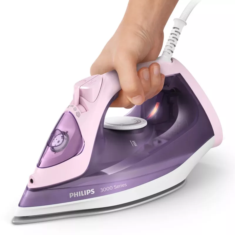 Philips 3000 sērijas DST3020/30 tvaika gludeklis ar keramikas zoli, 2200 W, rozā, violeta