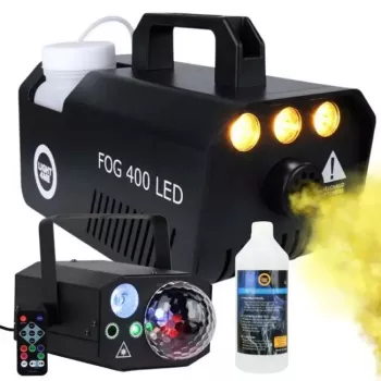 Light4Me GIG Set 1 dūmu mašīnas komplekts, 400 W, LED 4 vienā gaismas efekts, 1 litrs dūmu šķidruma