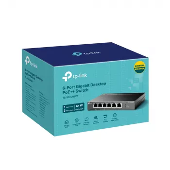 TP-Link 6-Portu Gigabit Darbvirsmas Slēdzis ar 3-Portu PoE+ un 1-Portu PoE++