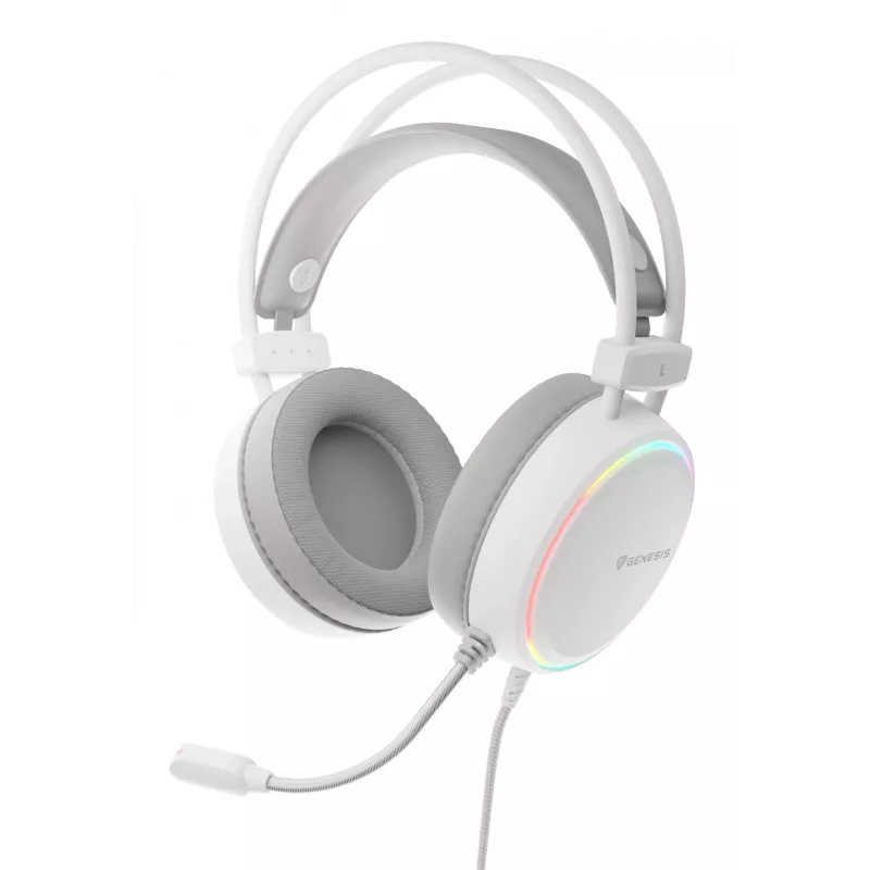 GENESIS NSG-2308 austiņas/headsets Vadu Galvas saite Spēlēšanai USB A tips Balts