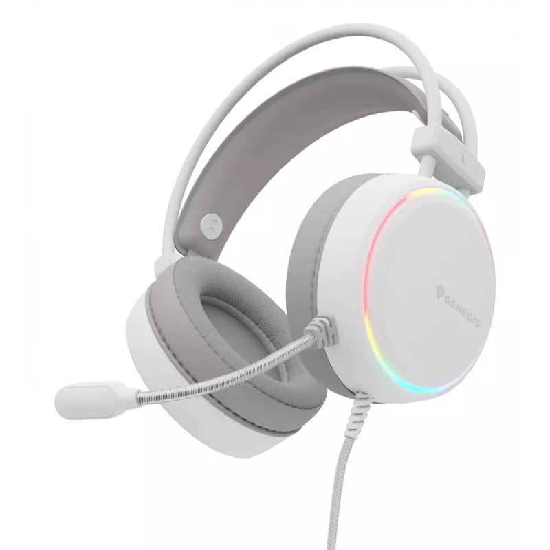 GENESIS NSG-2308 austiņas/headsets Vadu Galvas saite Spēlēšanai USB A tips Balts