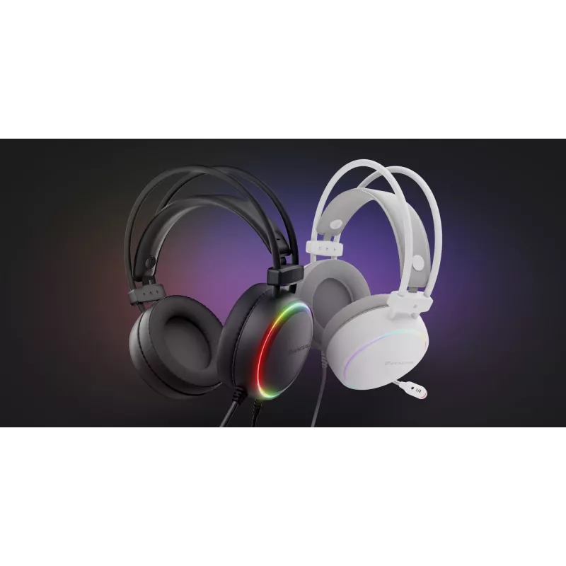 GENESIS NSG-2308 austiņas/headsets Vadu Galvas saite Spēlēšanai USB A tips Balts