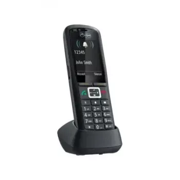 DECT klausule Auerswald COMfortel M-730 — bezvadu galda telefons, 2,4 collu displejs, skaļrunis, zvanītāja ID, SMS, melna