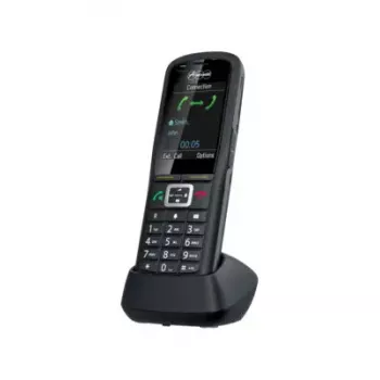 DECT klausule Auerswald COMfortel M-730 — bezvadu galda telefons, 2,4 collu displejs, skaļrunis, zvanītāja ID, SMS, melna