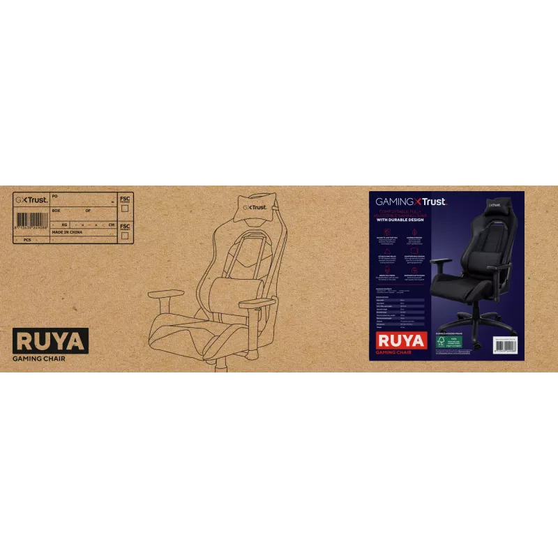 Trust GXT 714 RUYA Universāla spēļu krēsls Melns