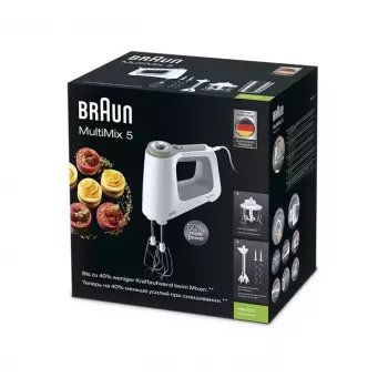 Braun MultiMix 5 HM 5137 rokas mikseris 750 W pelēks, balts