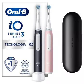 Oral-B iO3 Duo pieaugušo vibrējoša zobu birste, melna, rozā, balta