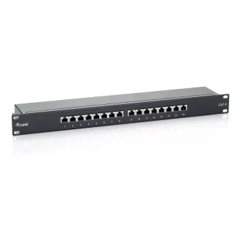 Equip 16-Portu Cat.6 Ekranēts Sadales Panelis, Melns, RJ-45, Zelts, Cat6, Rack montāža, 1U