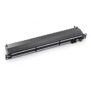 Equip 24-Port Cat.6A Ekranēts Sadalnes Panelis, Melns, RJ-45, Zelts, Cat6a, Rack stiprinājums, 1U