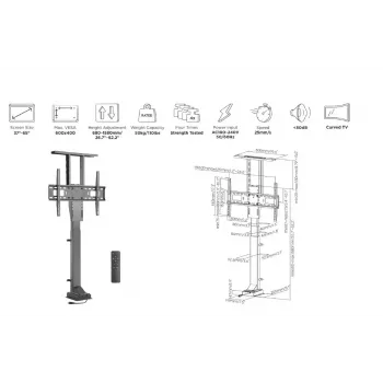Equip motorizēts TV statīvs 37-65 collām ar tālvadību 650606