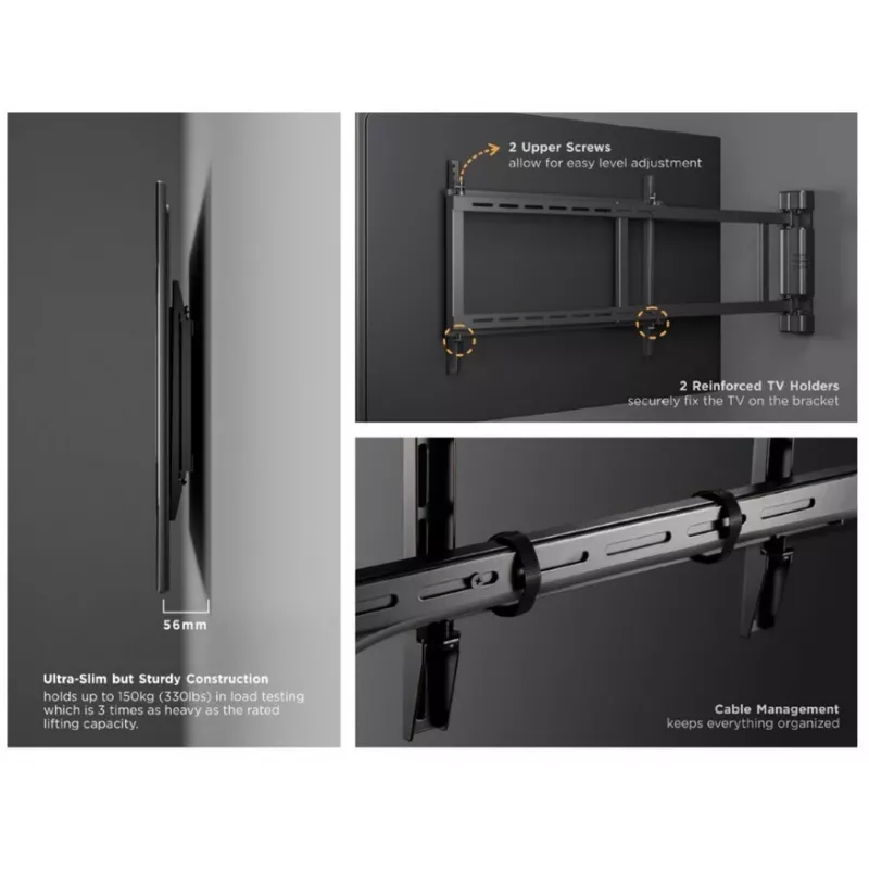 Equip 32 inch-75 inch Motorizēts TV pagriežamais kronšteins, 50 kg, 81.3 cm (32 inch), 190.5 cm (75 inch), 200 x 200 mm, 600 x 400 mm, Melns