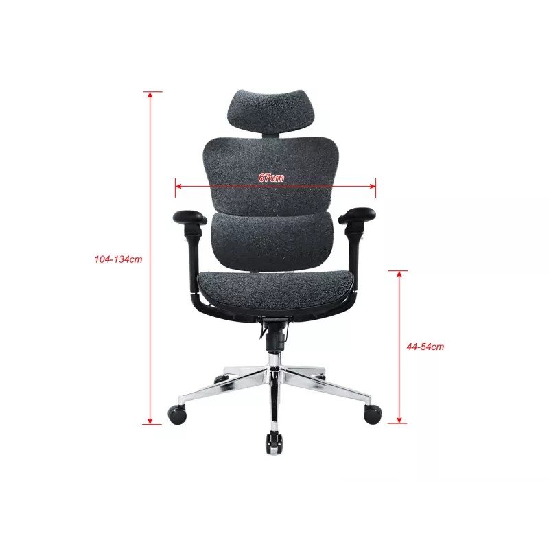 Equip Ergonomic Premium biroja krēsls ar galvas balstu un roku balstiem, zils melns