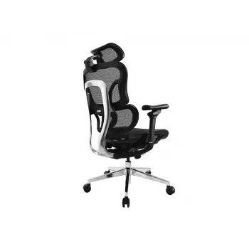 Equip Ergonomic Premium biroja krēsls ar galvas balstu un roku balstiem, melns