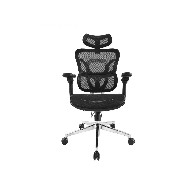 Equip Ergonomic Premium biroja krēsls ar galvas balstu un roku balstiem, melns