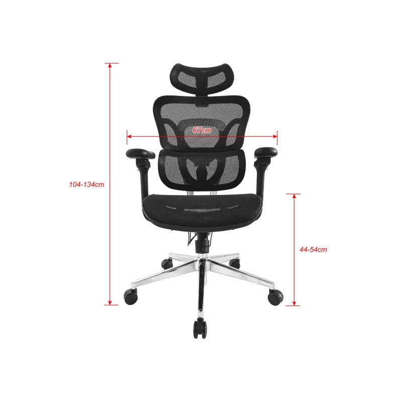 Equip Ergonomic Premium biroja krēsls ar galvas balstu un roku balstiem, melns