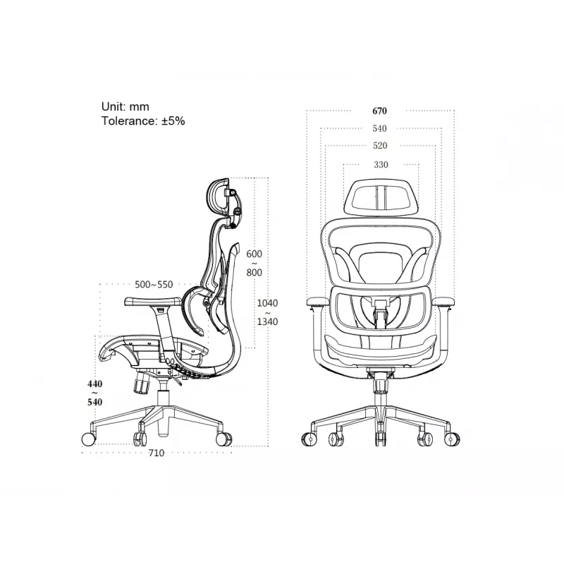 Equip Ergonomic Premium biroja krēsls ar galvas balstu un roku balstiem, melns