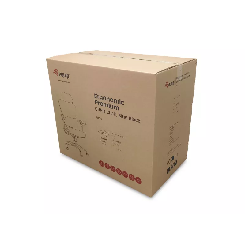 Equip Ergonomic Premium biroja krēsls ar galvas balstu un roku balstiem, melns