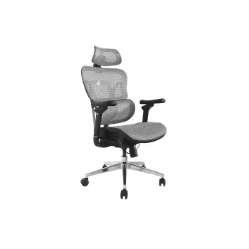 Equip Ergonomic Premium biroja krēsls ar galvas balstu un roku balstiem, pelēks