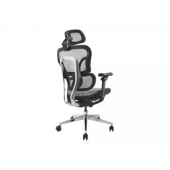 Equip Ergonomic Premium biroja krēsls ar galvas balstu un roku balstiem, pelēks