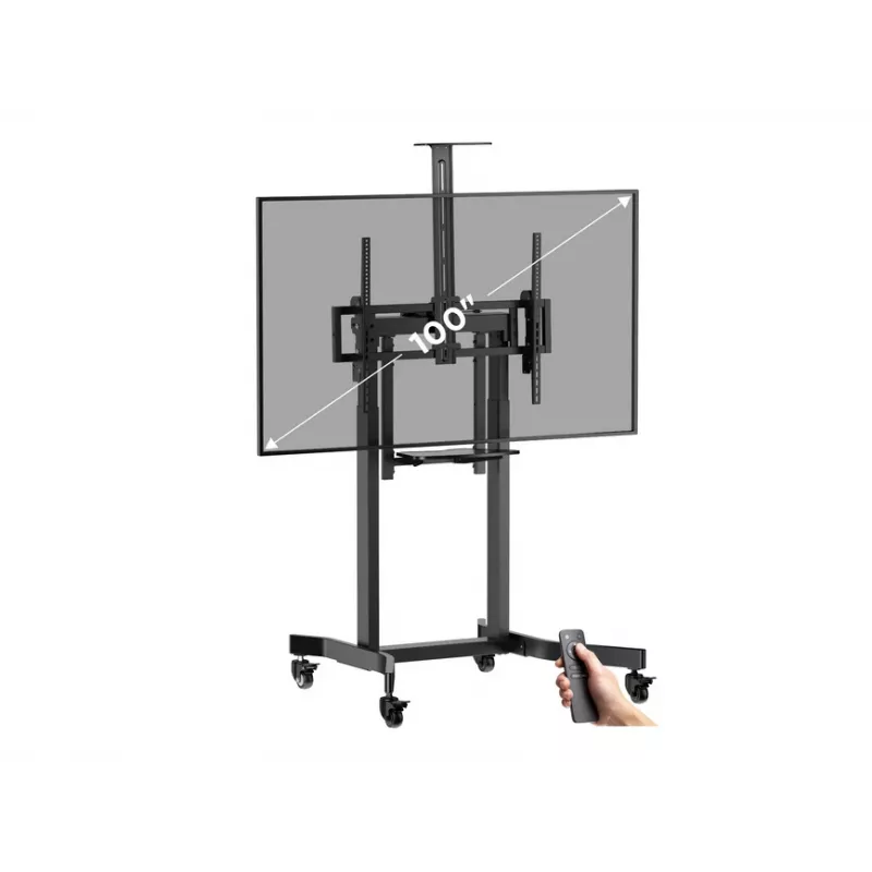 Equip mobilais motorizēts LFD ratiņš 55-100 collām, 2.54 m (100 inch), 200x200 mm, 800x600 mm, -10 - 5°, melns