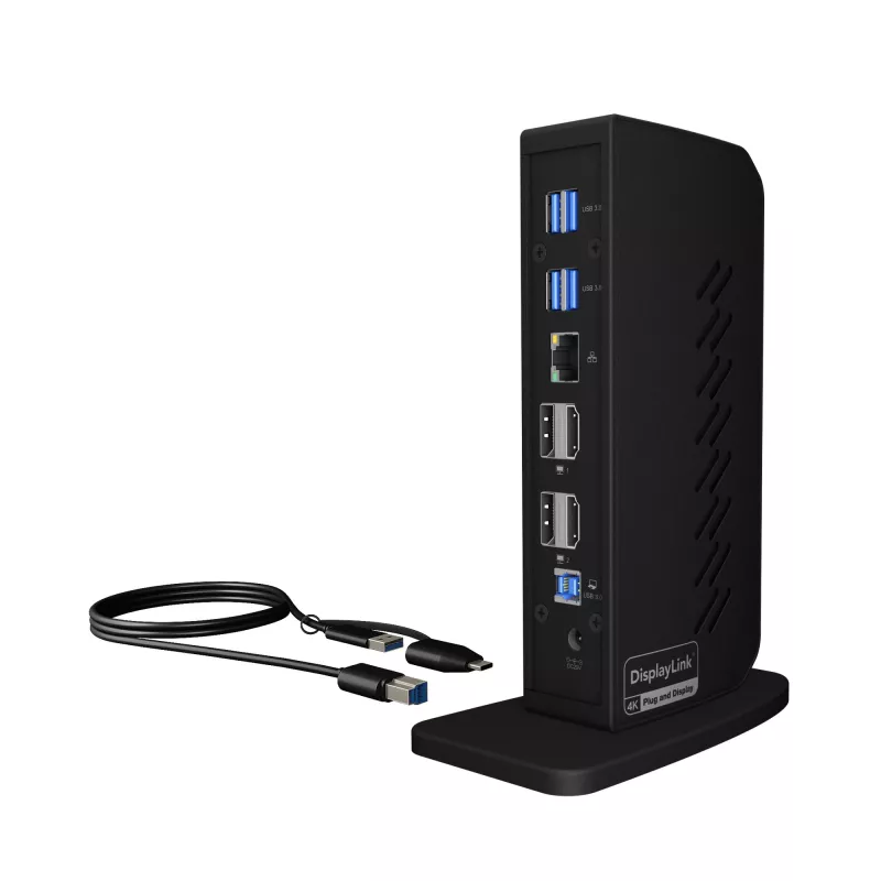 ICY BOX IB-DK2252AC USB 3.2 Gen 1 Type-C dokstacija ar statīvu, melna