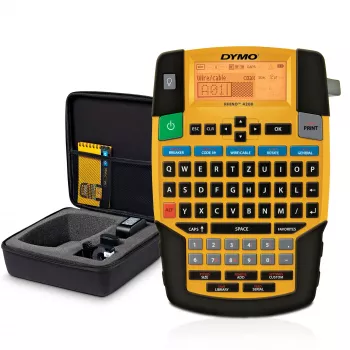 DYMO RHINO 4200 Industriālais marķētājs komplektā ar futrāli | QWERTZ tastatūra un ātrās piekļuves taustiņi | Izturīgs marķētājs būvlaukumiem un smagiem darbiem