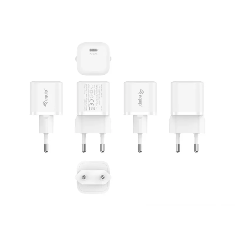 Equip 1-Port 20W USB-C PD Lādētājs, 25 gab./iep., Iekštelpām, AC, 12 V, Balts