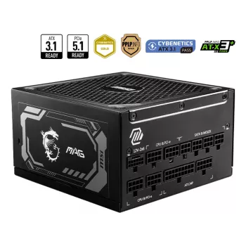 MSI MAG A1000GL PCIE5 barošanas bloks 1000 W 24-pin ATX ATX Melns