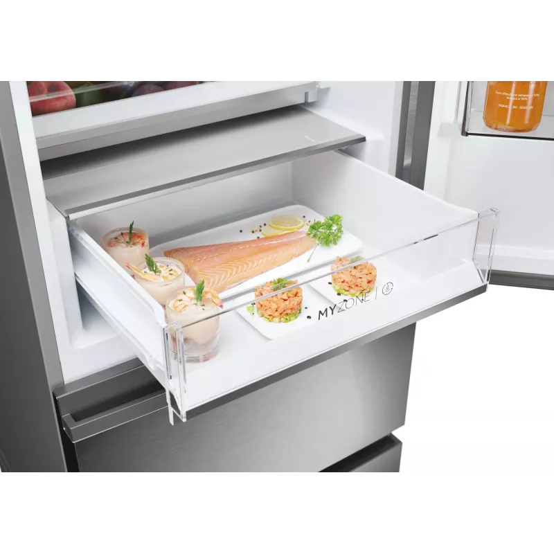 Haier 3D 60 Serie 5 HTW5620DNMG Brīvstāvošs ledusskapis 414 L Sudrabs