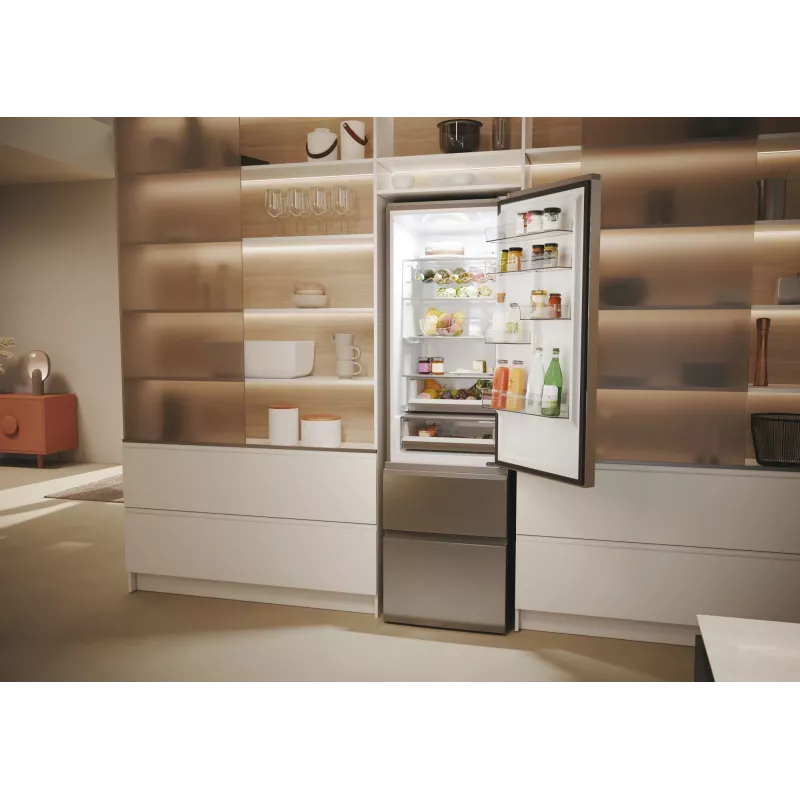 Haier 3D 60 Serie 5 HTW5620DNMG Brīvstāvošs ledusskapis 414 L Sudrabs