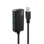 Lindy 43159 USB 3.0 aktīvais pagarinātāja Pro centrmezgls, 4 porti, USB 3.2 Gen 1 (5 Gbit/s), USB-A, 10 m, melns