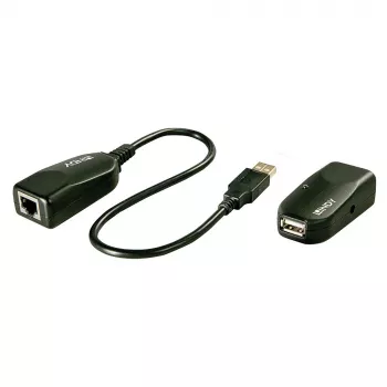 Lindy 50m USB 2.0 Cat.6 pagarinātājs, tīkla raidītājs un uztvērējs, 50 m, 480 Mbit/s, Cat5, Cat5e, Cat6, LG-8311, Melns