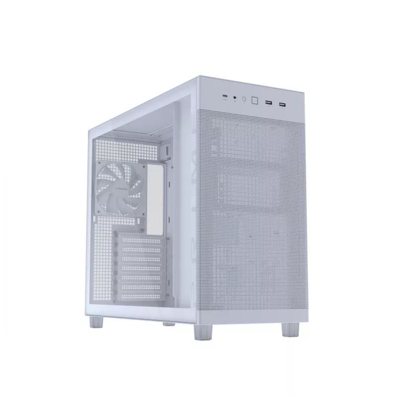 ASUS PRIME AP303 TG 90DC00V3-B39010 Midi Tower datora korpuss, ATX/Micro-ATX, rūdīts stikls, 2x USB 3.2, bez barošanas bloka, balts