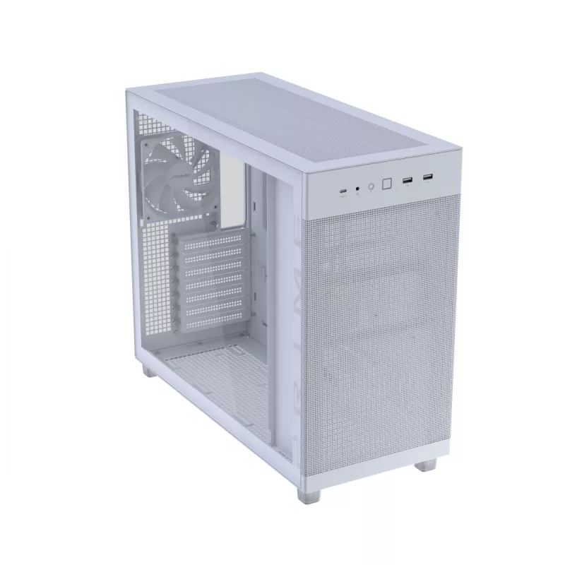 ASUS PRIME AP303 TG 90DC00V3-B39010 Midi Tower datora korpuss, ATX/Micro-ATX, rūdīts stikls, 2x USB 3.2, bez barošanas bloka, balts