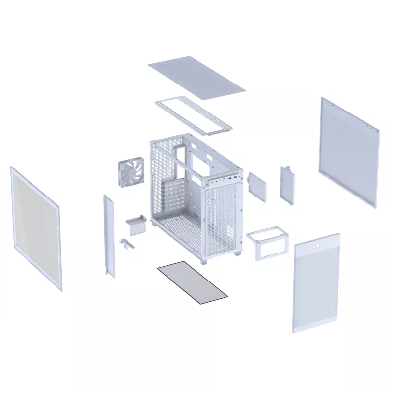 ASUS PRIME AP303 TG 90DC00V3-B39010 Midi Tower datora korpuss, ATX/Micro-ATX, rūdīts stikls, 2x USB 3.2, bez barošanas bloka, balts
