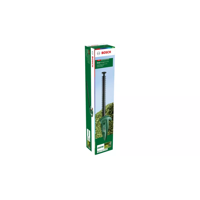 Dzīvžoga šķēres Bosch Easy HedgeCut 55 — 55 cm asmens, 450 W, 3.4 kspm, 2.7 kg