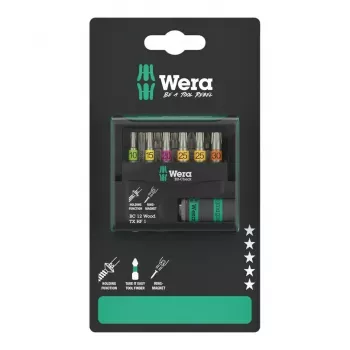 Wera 05073641001 Bit-Check 12 Wood TORX HF 1 SB skrūvgriežu uzgaļu komplekts