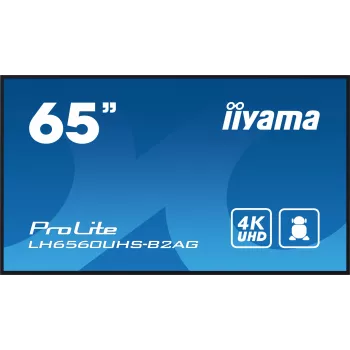 iiyama LH6560UHS-B2AG Signālu displejs 163,8 cm (64,5 inch) LED 4K Ultra HD 500 cd/m² Wi-Fi Android 11 24/7 melns