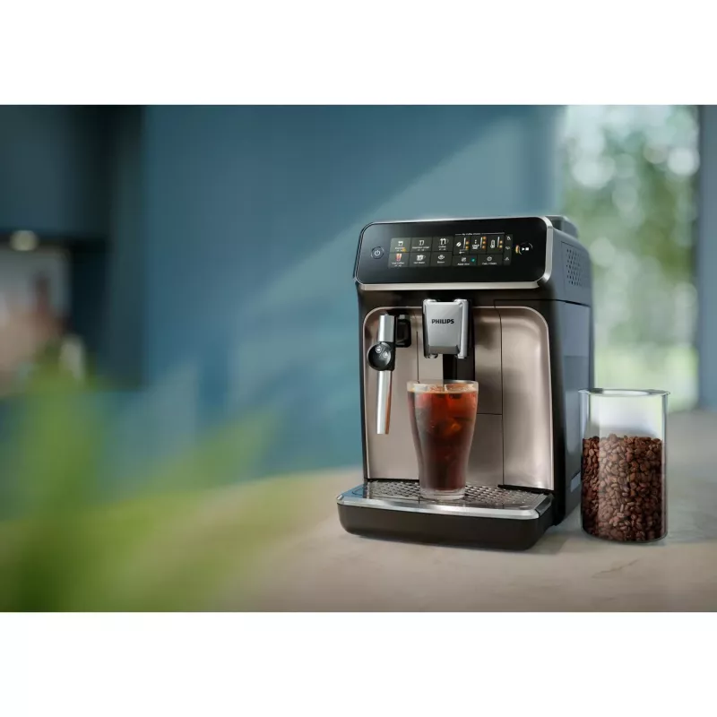 Kafijas automāts Philips EP3349/70 – pilnībā automātisks, 15 bāri, 275 g pupiņu tvertne, keramikas dzirnaviņas, piena tvertne