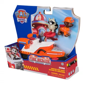 PAW Patrol Ugunsdzēsības glābšanas laiva Zuma ar figūriņu, glābšanas riņķi, jenotu un rotaļu laivu, bērniem no 3 gadu vecuma