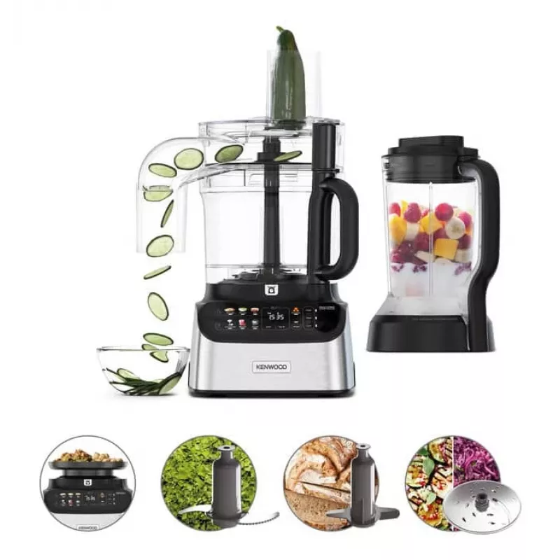 Kenwood MultiPro OneTouch virtuves kombains 1000 W 3 L Melns, Nerūsējošais tērauds ar iebūvētiem svariem