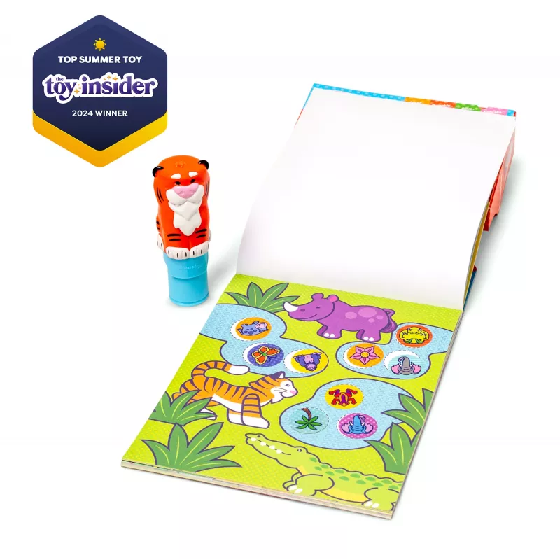 Melissa & Doug Sticker WOW! 24 lappušu aktivitāšu bloks un uzlīmju zīmogs, 300 uzlīmes, mākslas un rokdarbu fidget rotaļlieta, kolekcionējams tēls – Tīģeris - FSC sertificēts