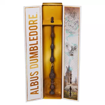 Wizarding World Harijs Poters, 12 collu Maģiskais Kolekcionārs Albusa Dumidora Burvju nūjiņa ar Statīvu un Metāla Figūriņu, Maģiskās Radības, Kostīmu Piederums