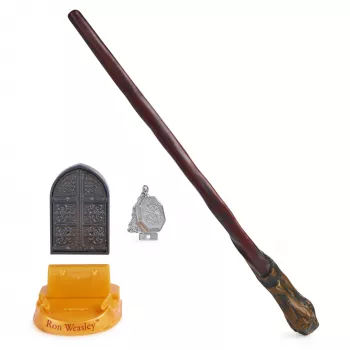 Spin Master Wizarding World Harry Potter autentiskais Rona Vīzlija zizlis ar Cūkmoras turētāju, lomu spēlēm, plastmasas, no 14 gadiem