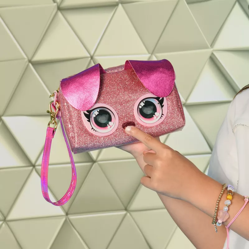 Purse Pets Keepin’ It Clutch Dazzling Diva Kucēns – Rotaļlietu rokassomiņa ar mirdzošām acīm, bērniem no 4 gadiem