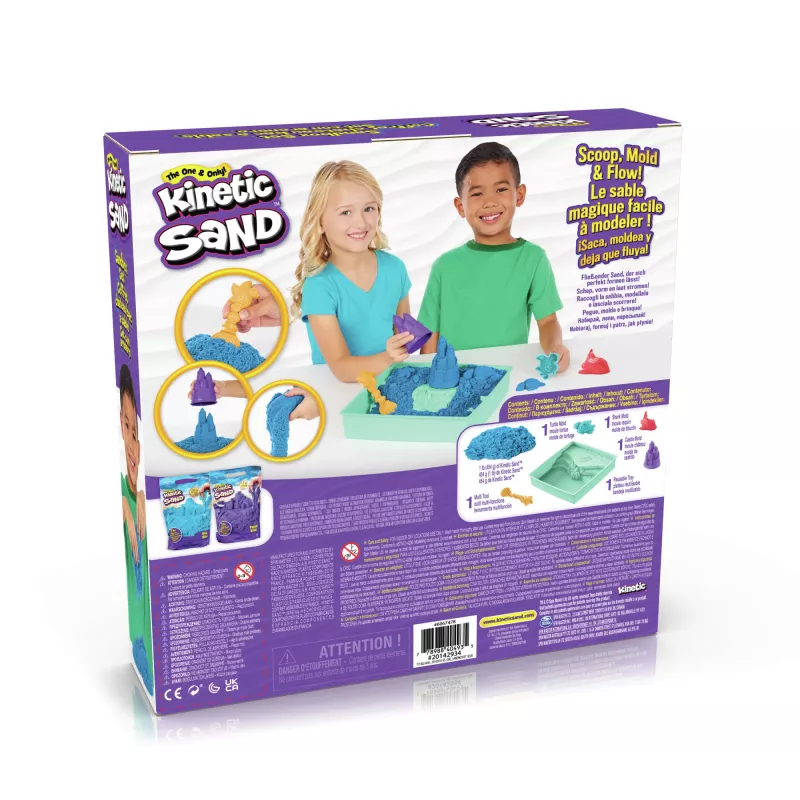 Kinetic Sand Smilšu Kastes Komplekts, 1lb Zilas Formējamas Smiltis, 4 Instrumenti un Veidnes, Uzglabāšana, Sensorā Rotaļlieta Bērniem no 3 Gadiem