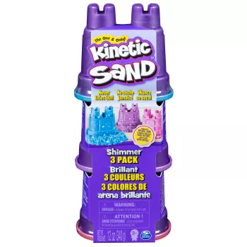 Kinetic Sand Shimmer 3 komplekts ar veidnēm, 12 oz, bērnu kinētiskās smiltis
